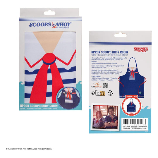 Détail de la poche du tablier Scoops Ahoy Robin avec logo