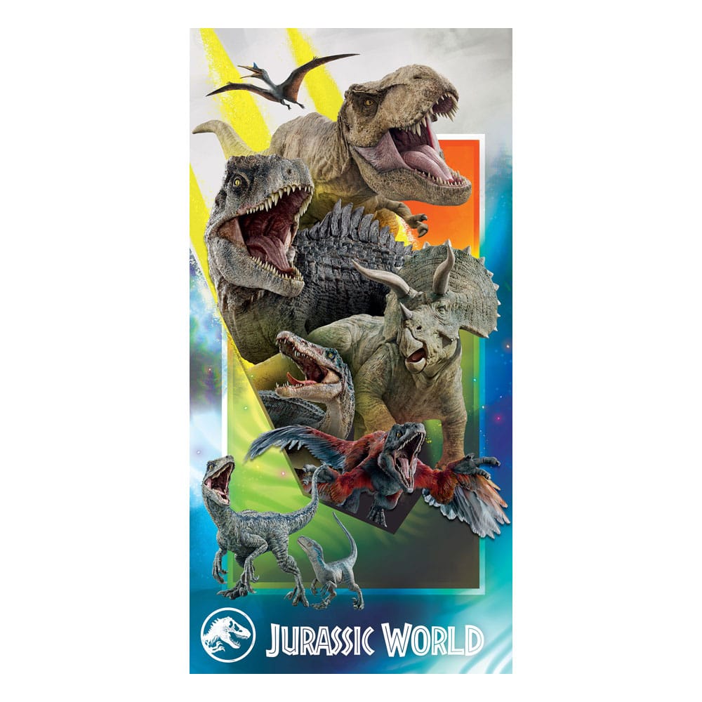 Serviette de bain Jurassic World licence officielle Halantex 140x70 cm en coton avec motif dinosaures