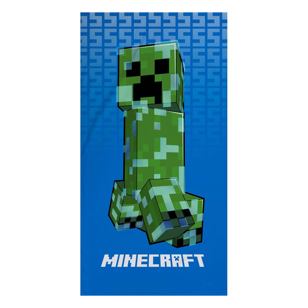 Serviette de bain Minecraft officielle Halantex 140x70 cm en 100% coton avec motif pixelisé du jeu