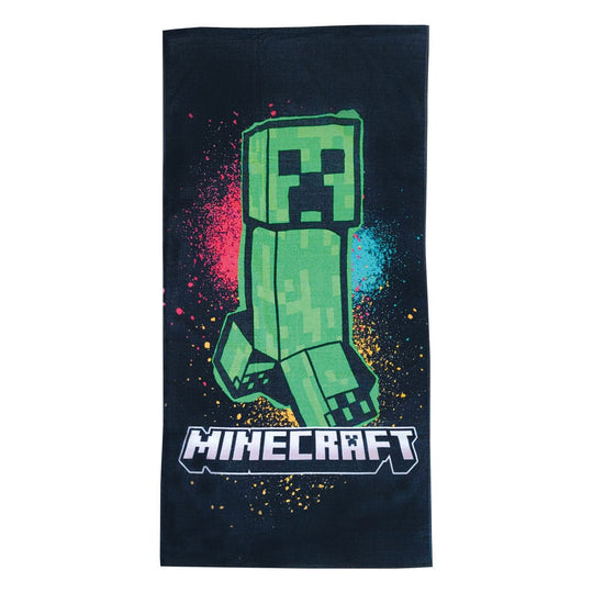 Serviette de bain Minecraft Ver. 3 Halantex 140x70 cm en 100% coton, avec motifs de personnages et éléments du jeu.
