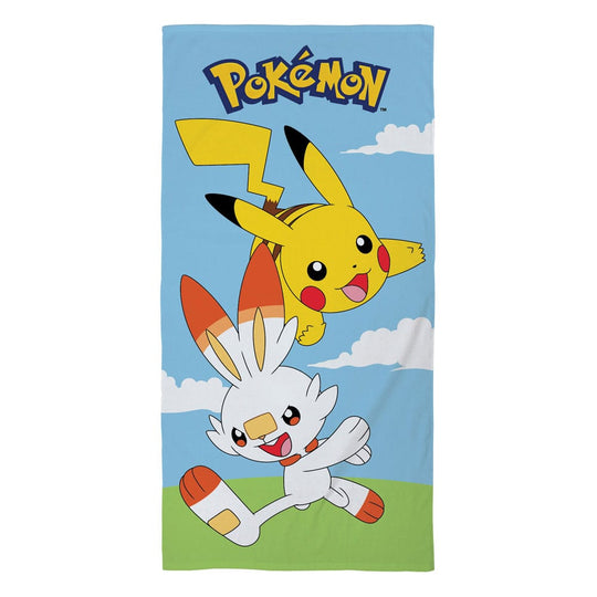 Serviette de bain Pokémon Ver. 3 Halantex en coton 140x70 cm, avec Pikachu et autres personnages