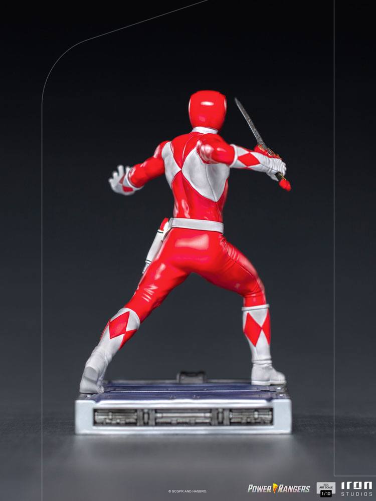 Statuette Red Ranger Iron Studios avec socle détaillé