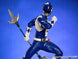 Vue latérale de la statuette Power Rangers Blue Ranger de collection