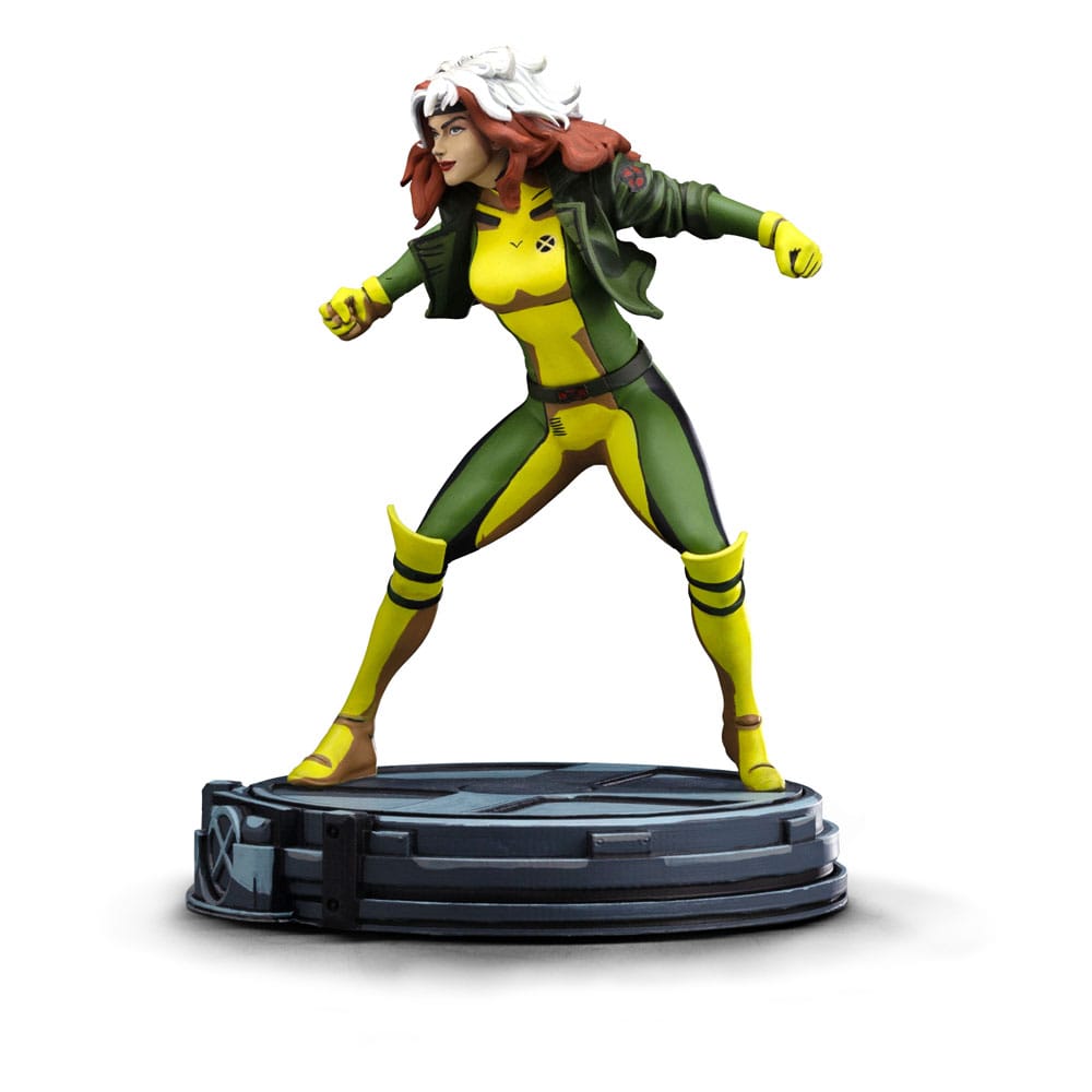 Statuette Rogue X-Men '79 en résine, posée sur son socle thématique