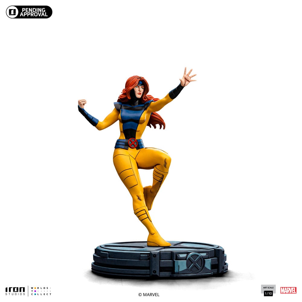 Statuette Jean Grey Marvel, scène d'action stylisée