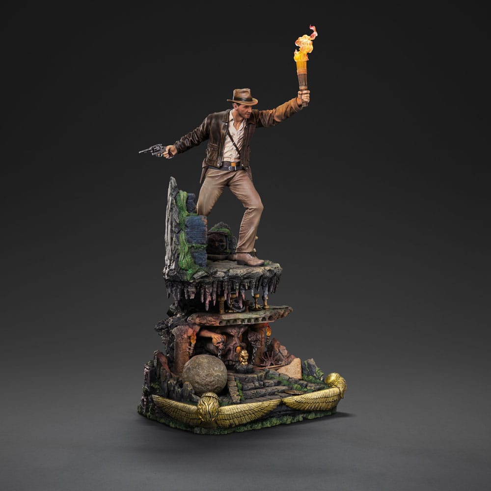 Statuette Indiana Jones avec fouet et chapeau - licence officielle
