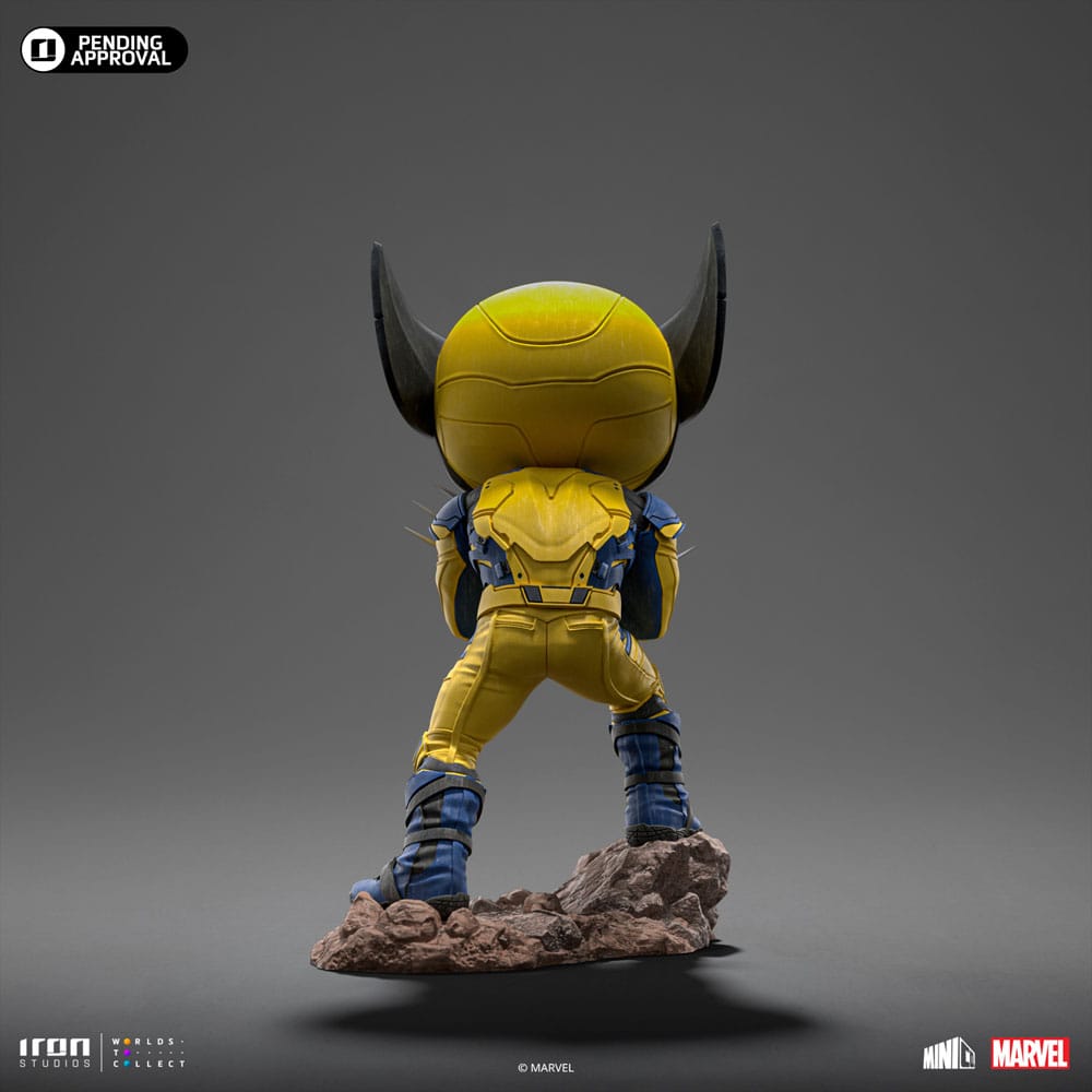 Vue d'ensemble de la figurine Wolverine Mini Co. avec socle