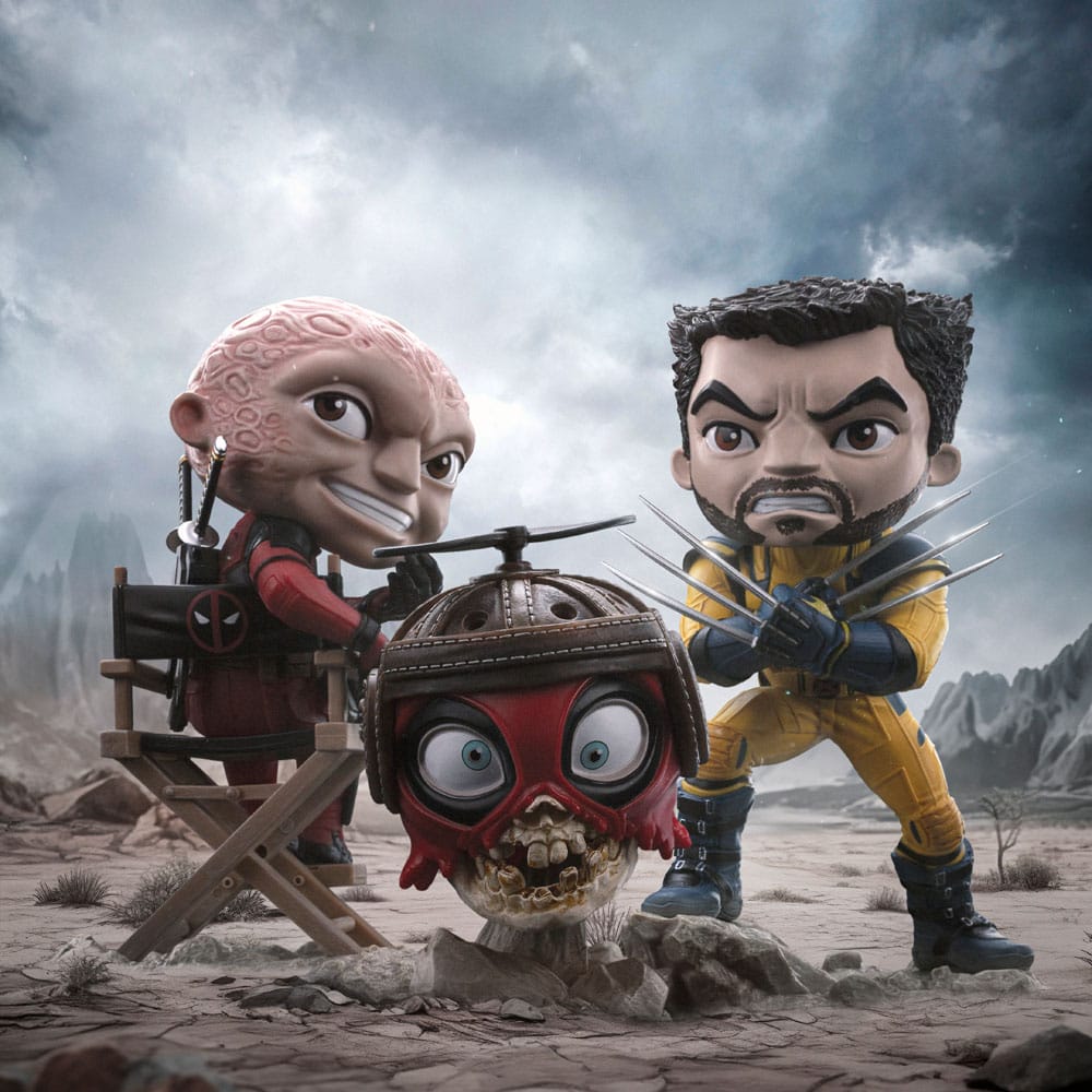 Figurines Deadpool et Wolverine Mini Co. Unmasked, vue de dessous