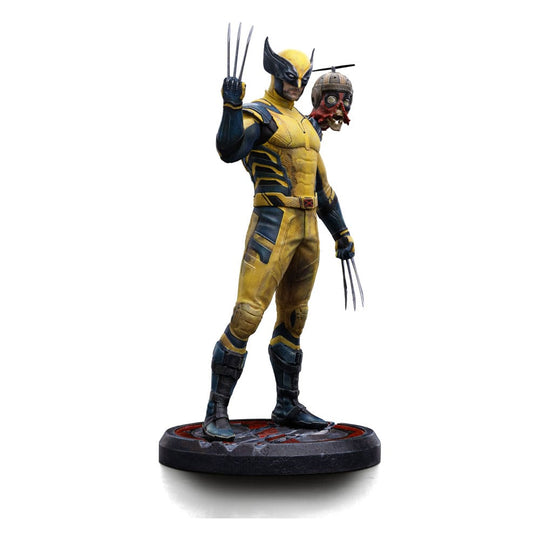 Statuette Deadpool 3 Wolverine et Headpool Iron Studios vue de face, détails des costumes