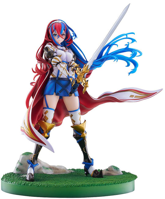 Statuette Fire Emblem Alear PVC 1/7 de face, détails des cheveux bicolores et de l'armure.