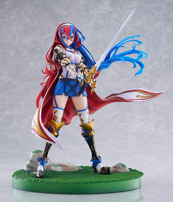 Statuette Fire Emblem Alear, vue en plongée, montrant la perspective et le volume.