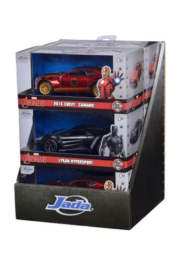 Assortiment de 6 véhicules Marvel Jada Toys 1:32 avec Spider-Man, Iron Man et Black Panther