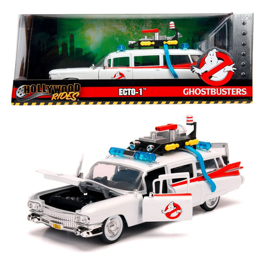 Véhicule ECTO-1 Ghostbusters 1/24 en métal avec détails du toit