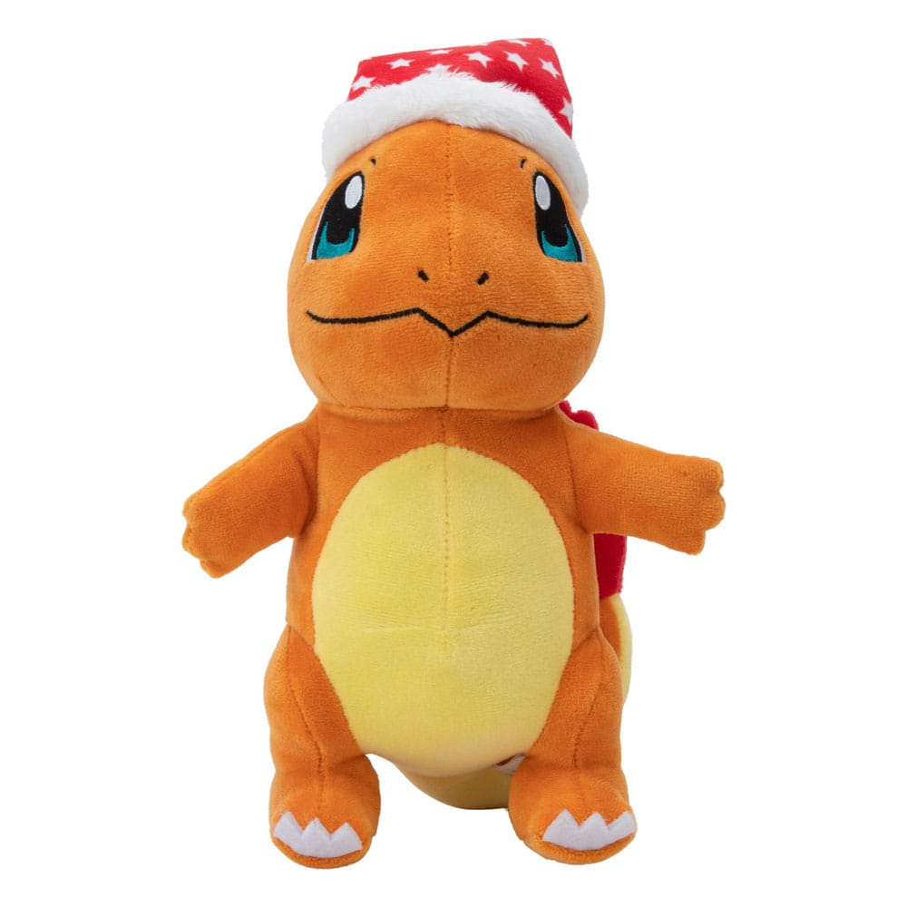 Peluche Salamèche de 20 cm, idéale pour un cadeau de Noël Pokémon, posée sur un fond clair.