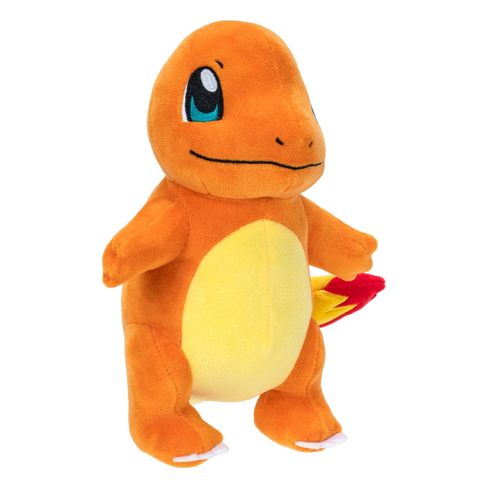 Peluche Salamèche Pokémon 20 cm, vue de côté, avec étiquette Jazwares