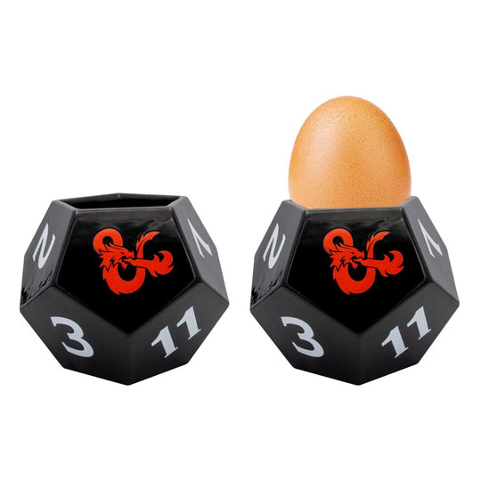 Coquetier Dungeons & Dragons avec salière dé 3D Joy Toy, présenté dans sa boîte cadeau
