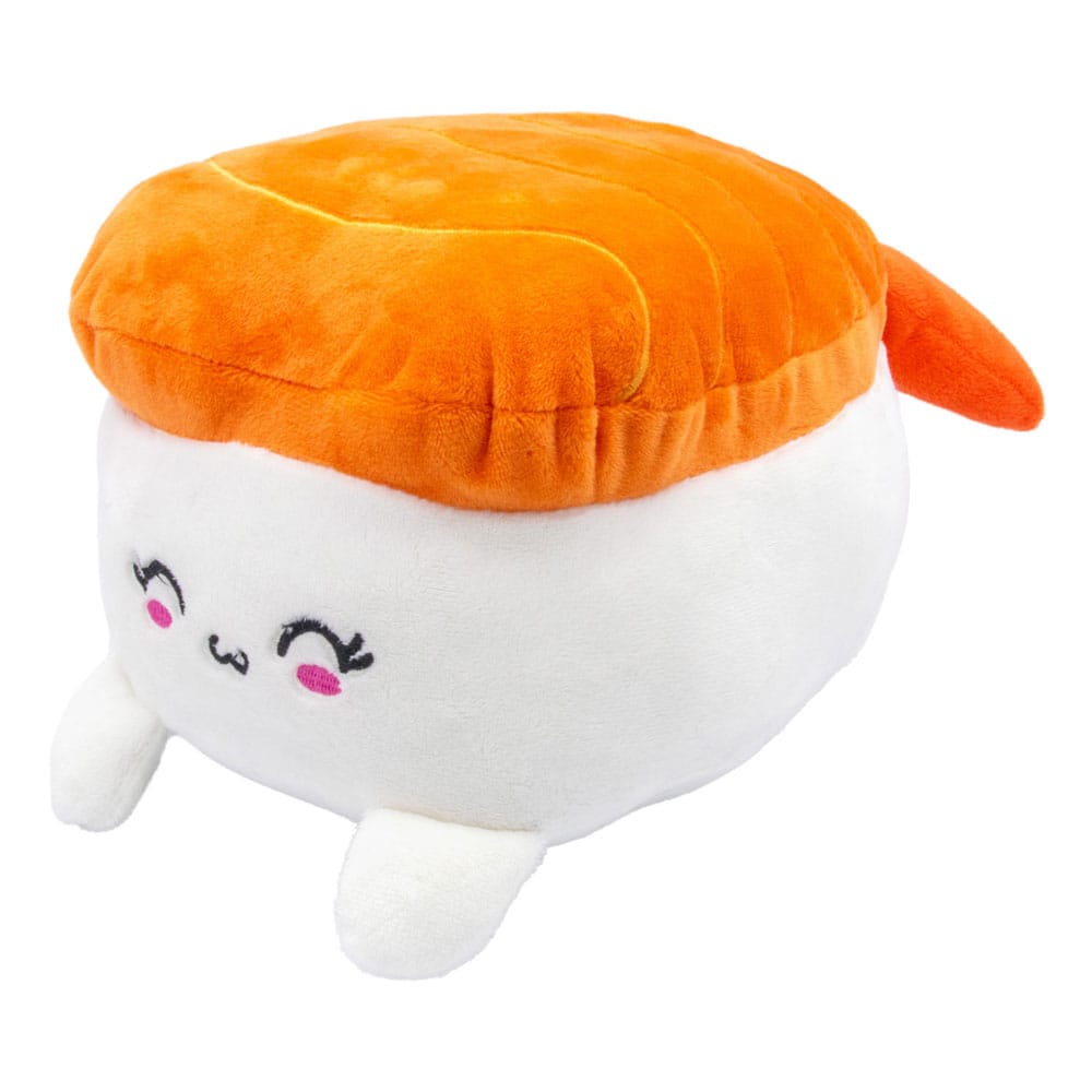Peluche Plushi Uramaki Sushi avec Crevette 20 cm de Joy Toy, vue de face, détails du riz et de la crevette