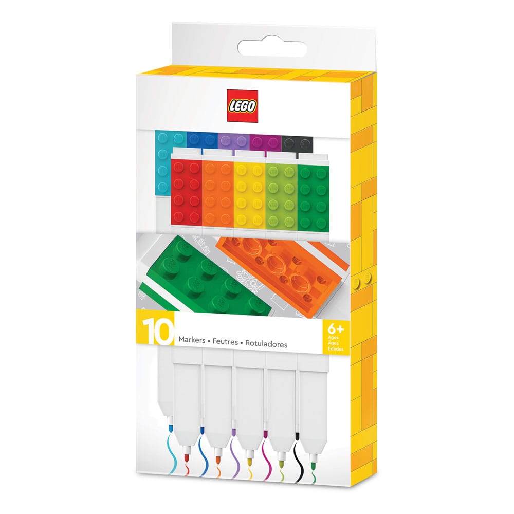Set de 10 feutres LEGO officiels Joy Toy, couleurs vives, pour dessin et coloriage créatif