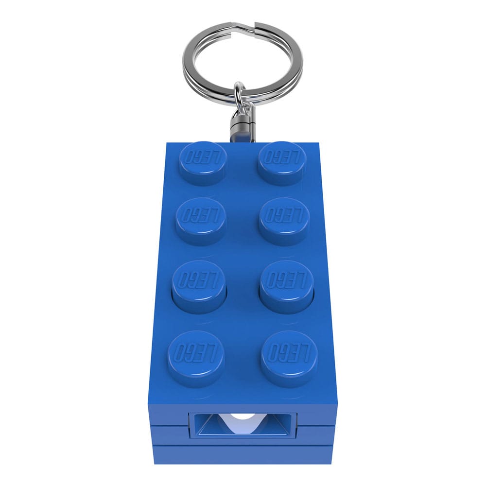 Porte-clés LEGO Minifigure lumineux Stone Blue de 8 cm avec LEDs allumées, marque Joy Toy