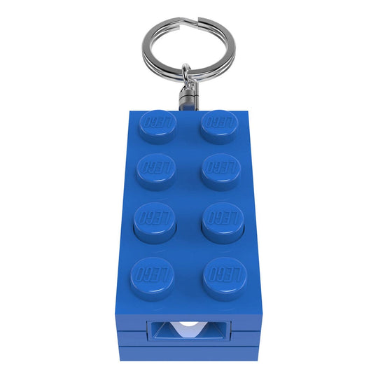 Porte-clés LEGO Minifigure lumineux Stone Blue de 8 cm avec LEDs allumées, marque Joy Toy