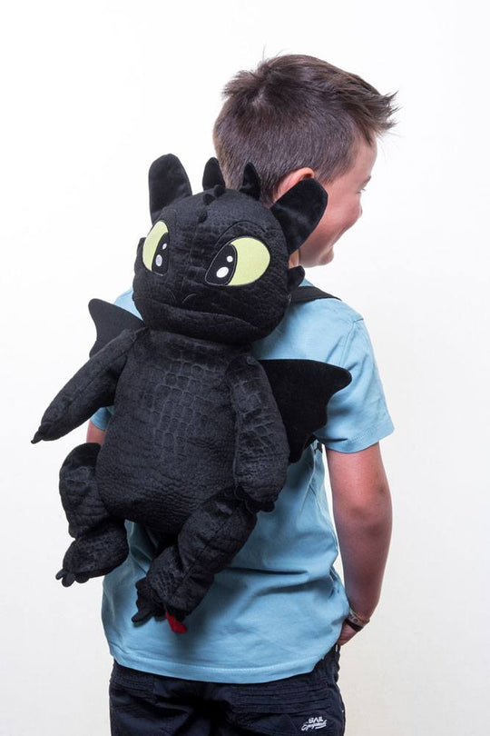 Sac à dos peluche Krokmou Dragons 3, vue latérale montrant la profondeur