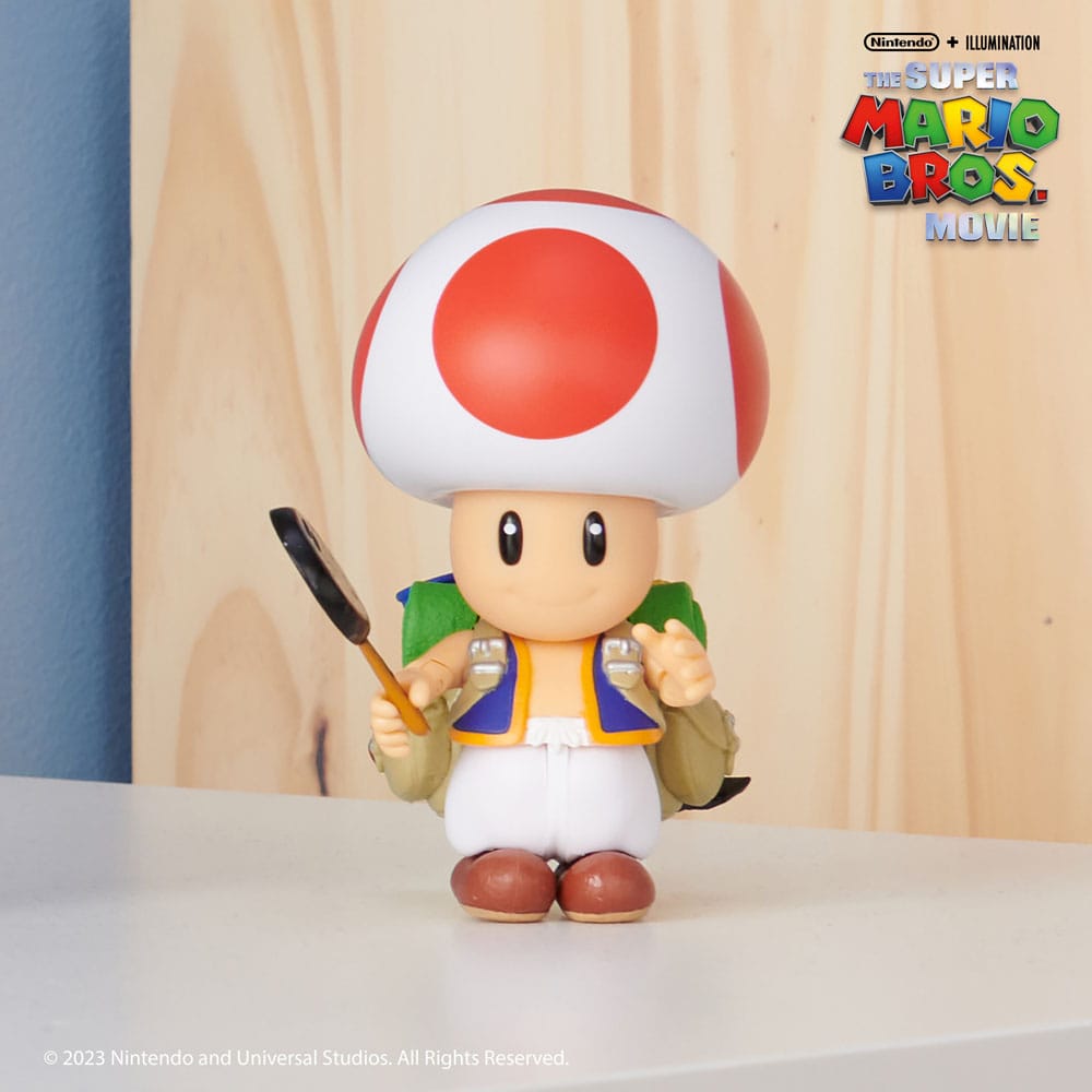 Figurine Toad articulée avec accessoires, produit officiel Jakks Pacific