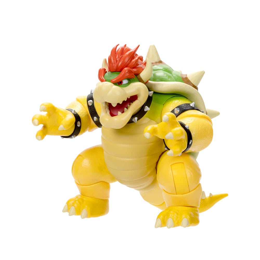 Détail du visage menaçant de la figurine Bowser du film Super Mario