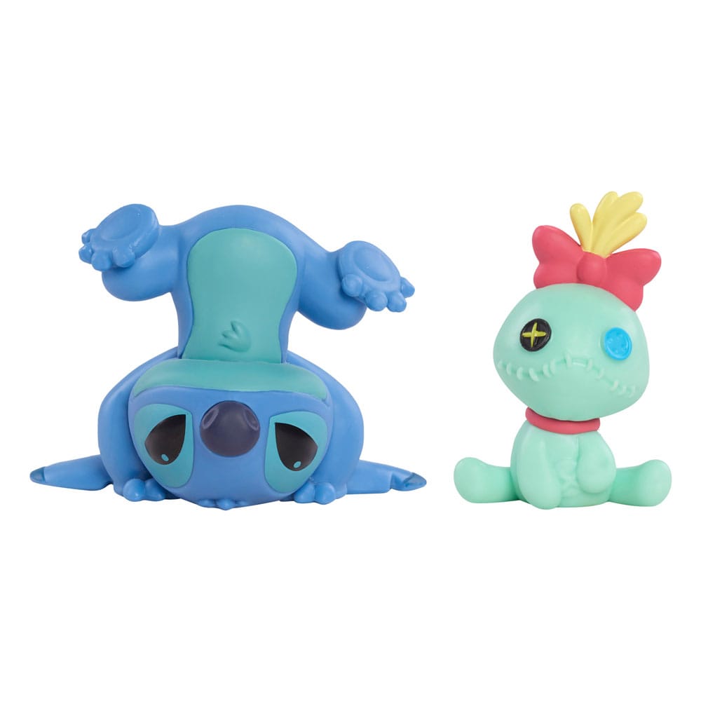 Pack de 2 figurines Lilo & Stitch Just Play avec Scrump et Upside Down Stitch de 7 cm, en emballage blister.