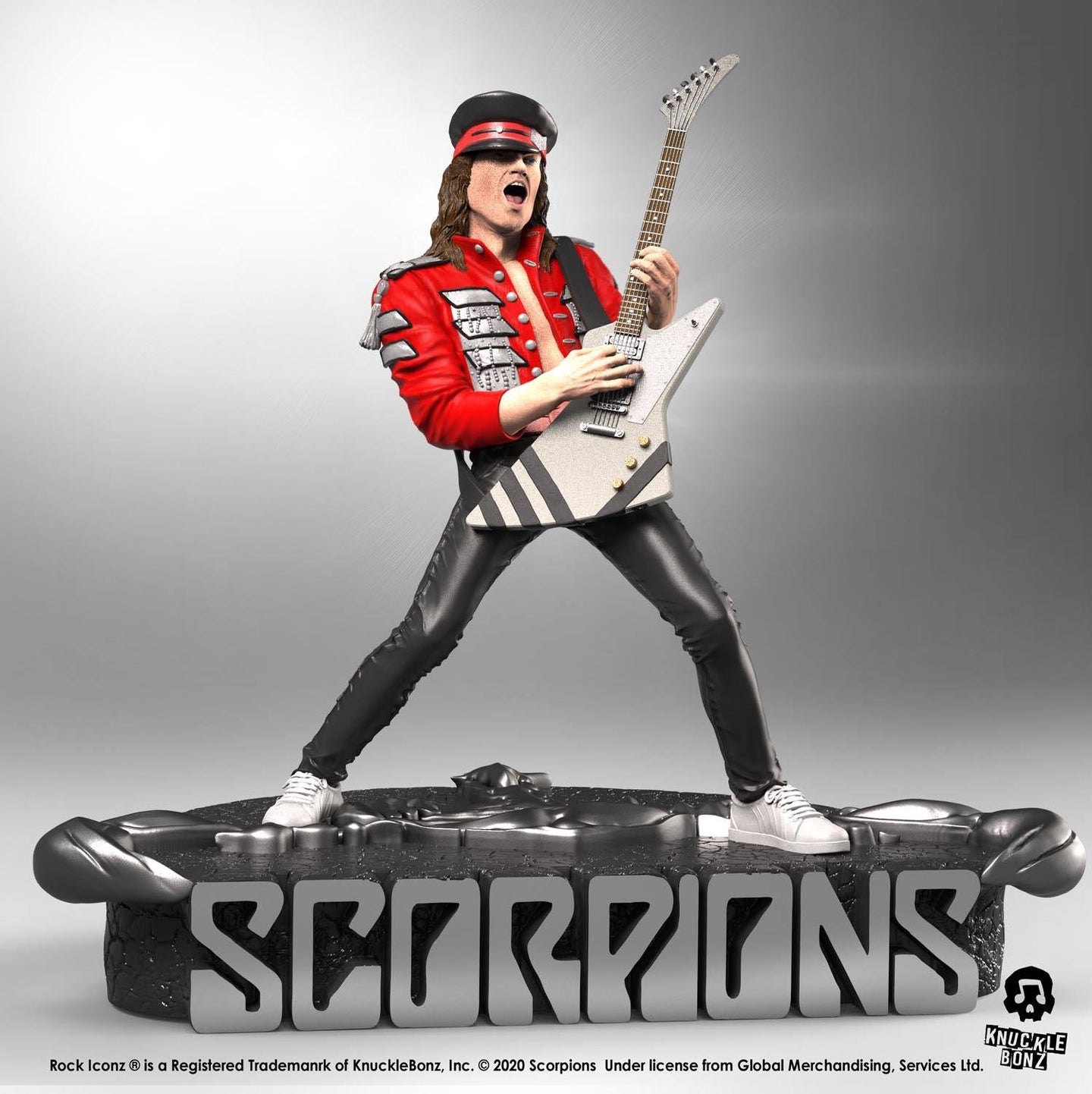 Statuette Matthias Jabs Scorpions en résine peinte à la main