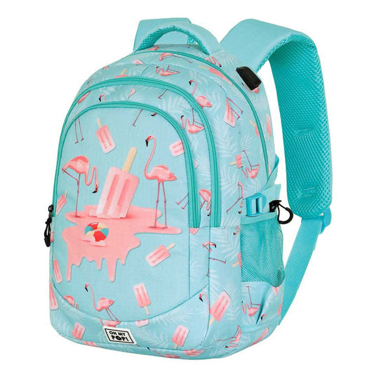 Sac à dos Oh My Pop! Running Ice Flamingo Karactermania, vue de face, sur fond blanc
