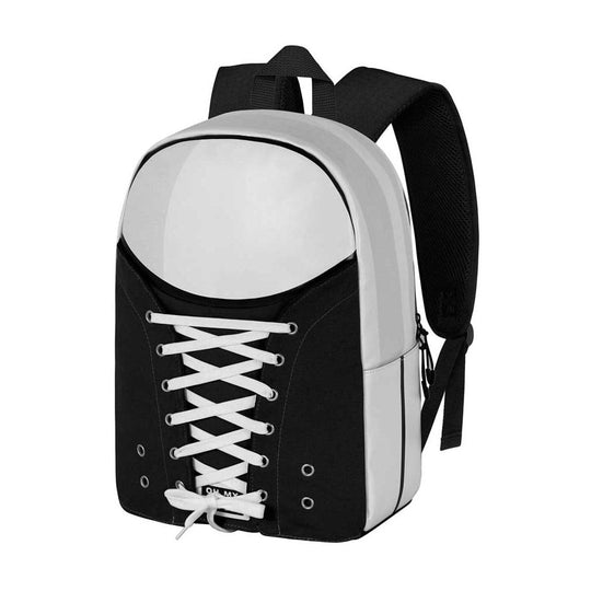 Sac à dos Oh My Pop! Black-Sneakers Karactermania, motif baskets noir et blanc