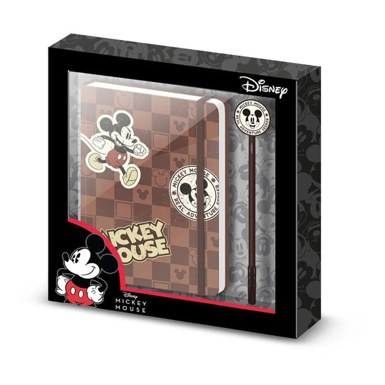 Coffret cadeau journal intime Disney Mickey Mouse Voyage ouvert avec journal, stylo et élastique
