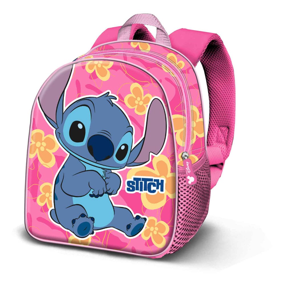 Sac à dos Lilo & Stitch Basic Cute Karactermania sous licence officielle, vue de face, avec Stitch et Lilo souriants sur un fond bleu.