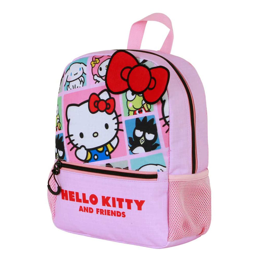 Sac à dos Hello Kitty Panels Sweet officiel Sanrio par Karactermania, vue de face avec motifs colorés