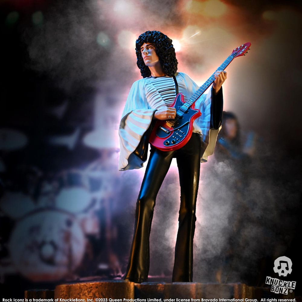 Statuette Brian May Queen Rock Iconz sur socle décoratif
