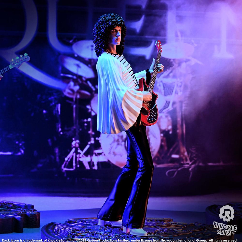 Statuette Brian May Queen, détails des cheveux et du visage