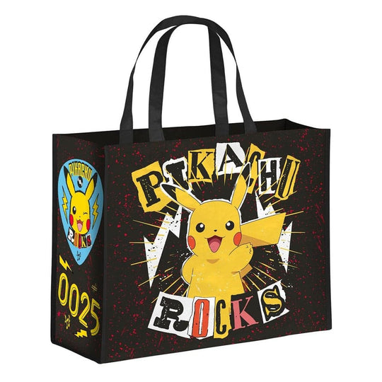 Sac shopping Pokémon Pikachu Rocks Konix officiel, vue de face avec Pikachu stylisé.