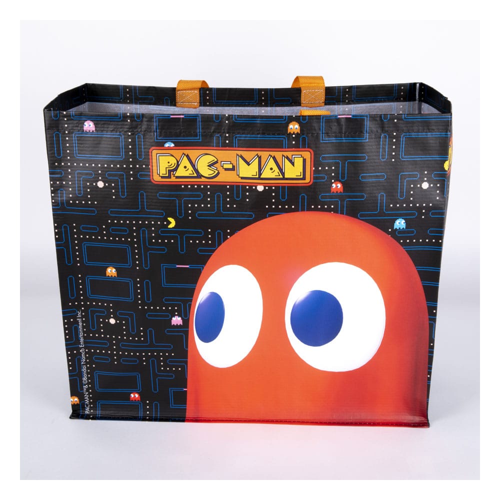 Détail du motif labyrinthe Pac-Man sur le sac shopping Konix