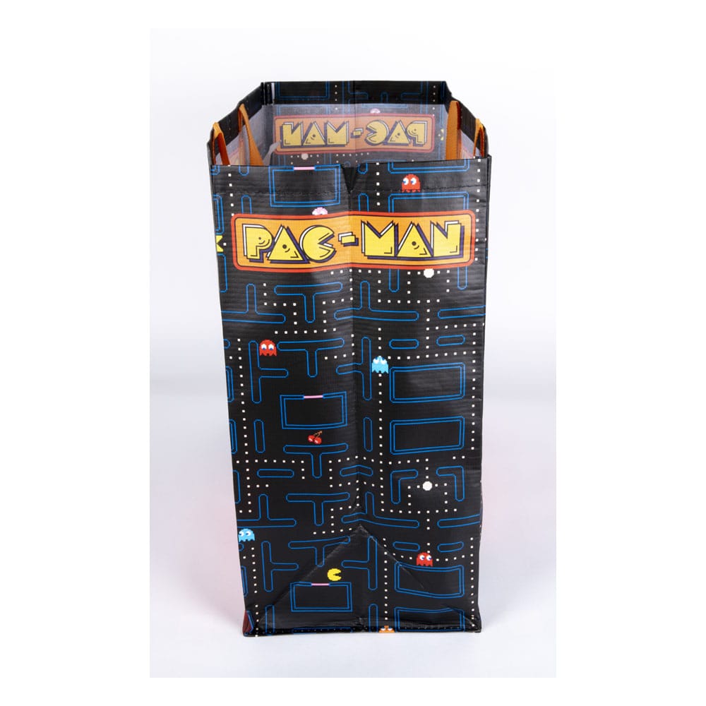 Sac shopping Pac-Man Maze Konix porté, montrant les dimensions