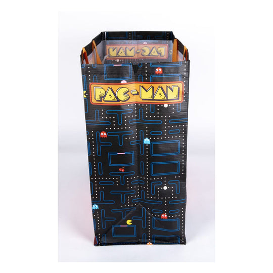 Sac shopping Pac-Man Maze Konix porté, montrant les dimensions