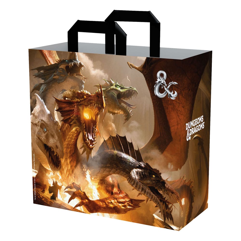 Sac shopping Dungeons & Dragons Tiamat Konix en plastique recyclé, licence officielle, vue de face.