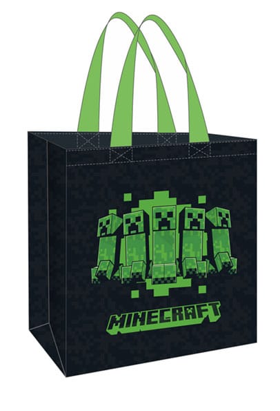 Sac shopping Minecraft Creeper Konix vert avec motif Creeper, fabriqué à partir de matériaux recyclés, licence officielle