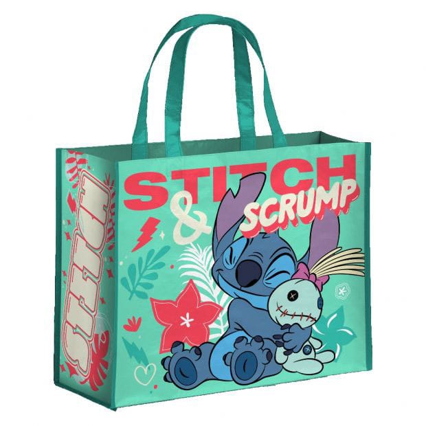 Sac shopping Lilo & Stitch Stitch & Scrump Konix en matériaux recyclés, dimensions 45x40x20 cm