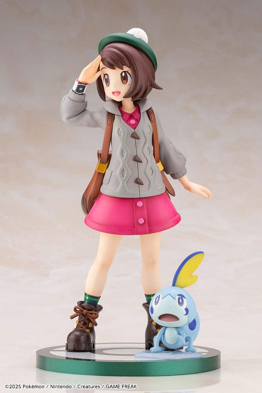 Statuette Pokémon ARTFXJ Gloria et Larméléon Kotobukiya, vue d'ensemble