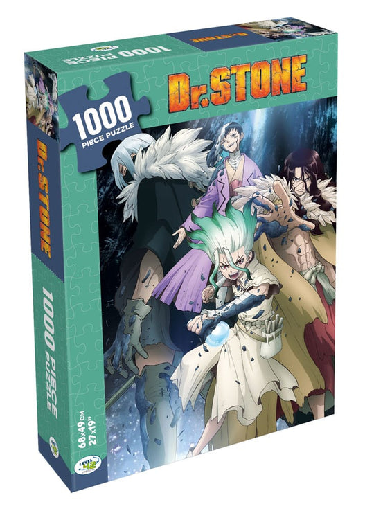 Ambiance de jeu : mains assemblant le puzzle Dr. Stone Level 42