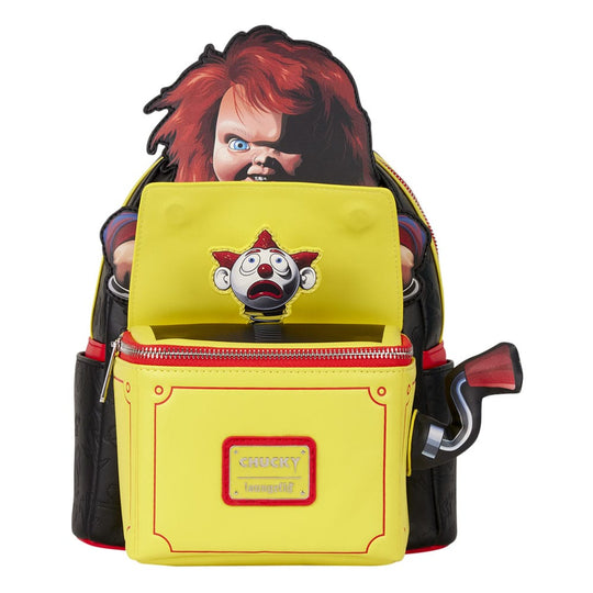 Détail du design Chucky sur le sac à dos Loungefly