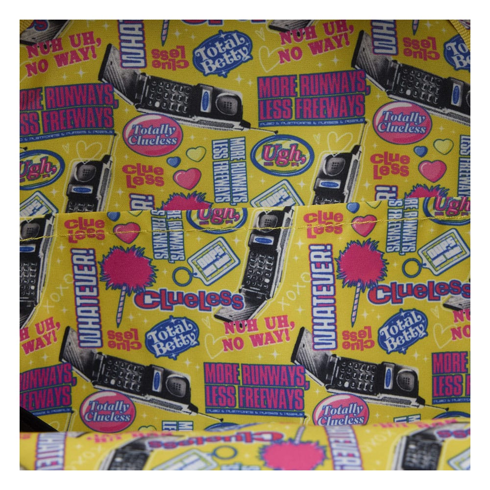 Mini sac à dos Loungefly Clueless Dionne porté, illustrant sa taille et son style.