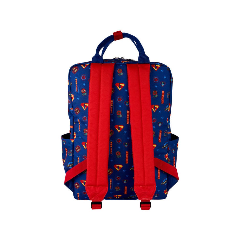 Détail du logo Superman sur le sac à dos Loungefly
