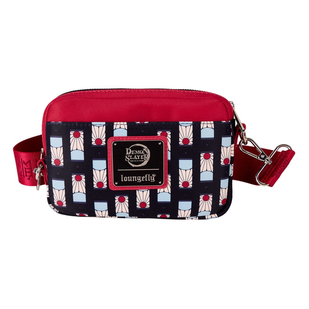 Sac bandoulière Loungefly Demon Slayer Kimetsu no Yaiba AOP vue de face avec personnages