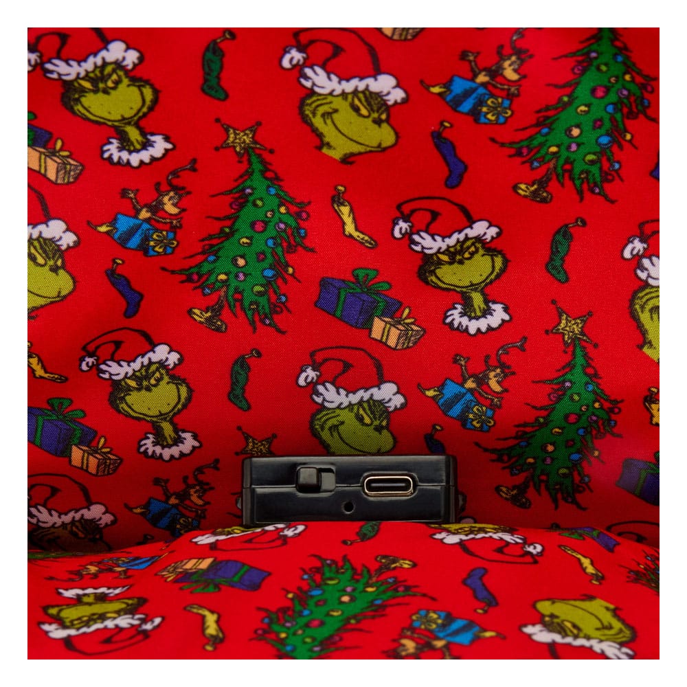 Vue latérale du mini sac à dos Loungefly Le Grinch Holiday